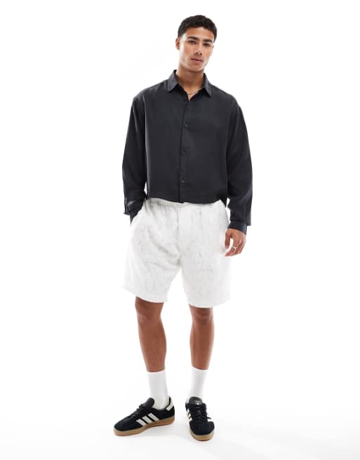 ASOS DESIGN premium boxy oversized shirt in black