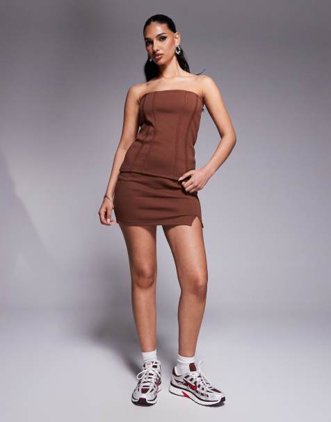 ASOS DESIGN Premium – Brązowy zestaw z dżerseju ponte - view 1