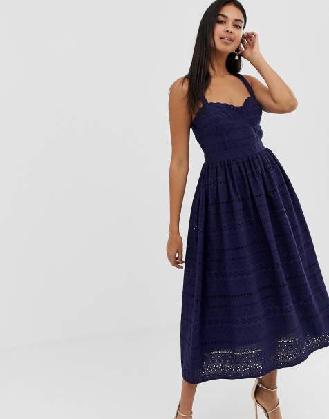 ASOS DESIGN PREMIUM broderie prom midi dress