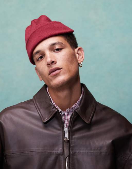 ASOS DESIGN – Premium – Brun, kort harrington-jacka i oversize av äkta läder, 4 av 4
