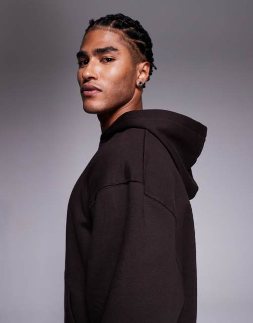 ASOS DESIGN – Premium – Brun, kraftig huvtröja i oversize på 400gsm , 4 av 5