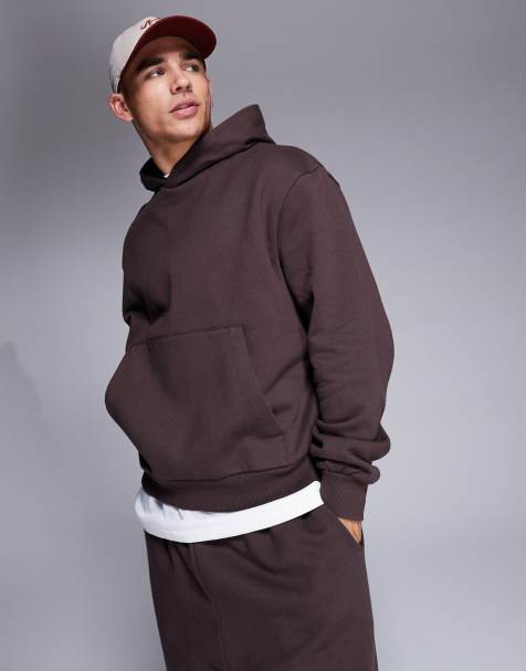 ASOS DESIGN - Premium - Brun og oversized hættetrøje med firkantet pasform i kraftigt stof på 400 gsm - view 1
