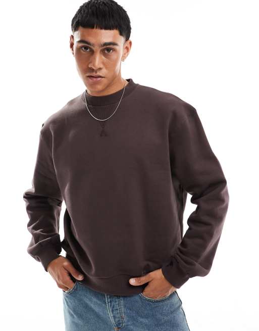ASOS DESIGN - Premium - Brun oversized sweatshirt i kraftigt 400 gsm-materiale med firkantet pasform