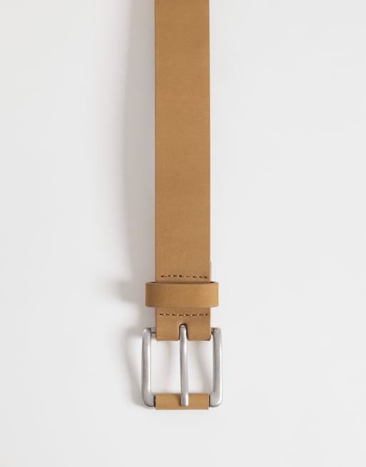 ASOS DESIGN – Premium – Brunt finskärp i nubuckläder med silverfärgat spänne, 3 av 3