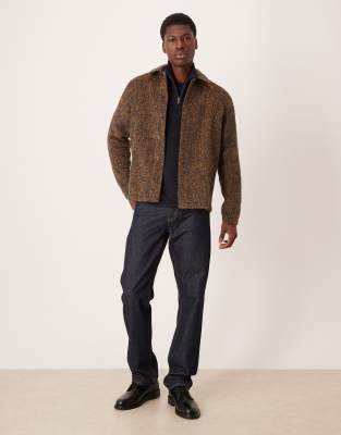 Asos Design Premium Brushed Overshirt In Brown