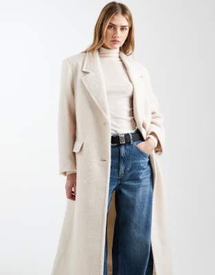 Asos Design Premium Brushed Wool Blend Dad Coat In Red