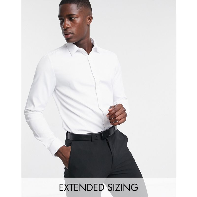Uomo Camicie tinta unita DESIGN - Premium - Camicia slim fit in rasatello bianco