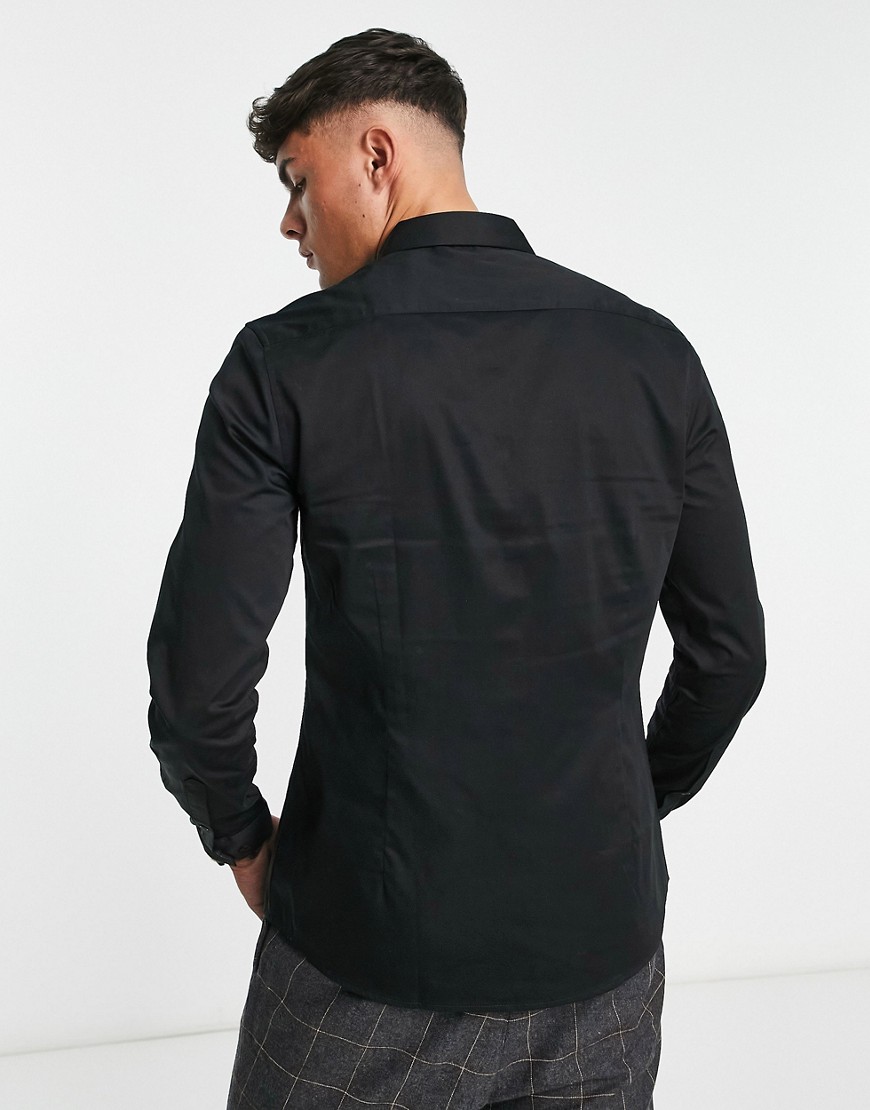 Premium - Camicia slim fit in rasatello nera-Nero - ASOS DESIGN Camicia donna  - immagine2