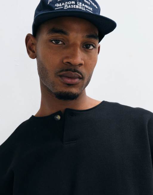 ASOS DESIGN premium camiseta extragrande de tejido grueso con cuello panadero en negro, 3 de 9