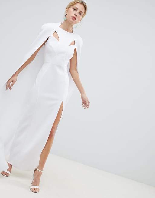 Asos white store cape dress