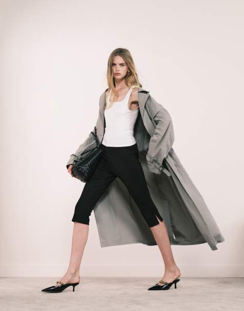 ASOS DESIGN - Premium capribroek van pontestof in zwart, deel van co-ord set - view 1