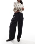 [ASOS DESIGN] ASOS DESIGN premium casual pull on pants with pleat detail in washed black 8 Black
