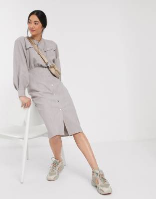 casual midi shirt dress