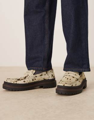 ASOS DESIGN Premium chunky loafers in cow hair-Multi