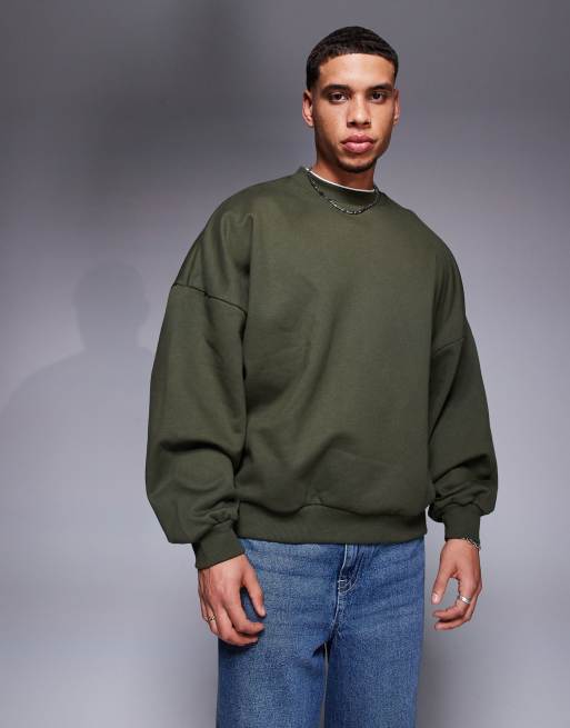 ASOS DESIGN – Premium – Ciemnozielona gruba bluza o kroju extreme oversize i gramaturze 400 g/m²