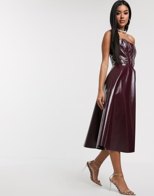 Vinyl Bandeau Belted Dress