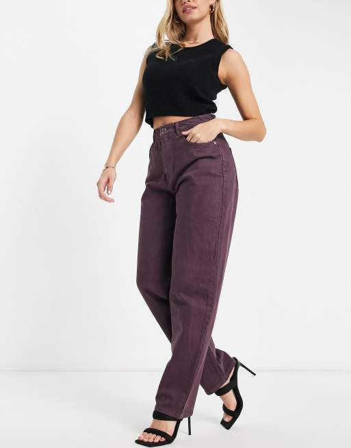 ASOS DESIGN premium cotton blend super slouchy mom jean in purple - PURPLE, 4 of 4