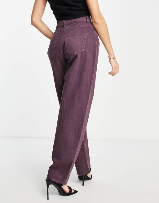 ASOS DESIGN premium cotton blend super slouchy mom jeans in purple - PURPLE, 2 of 4