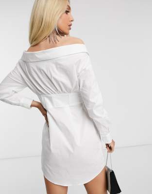 white corset shirt dress