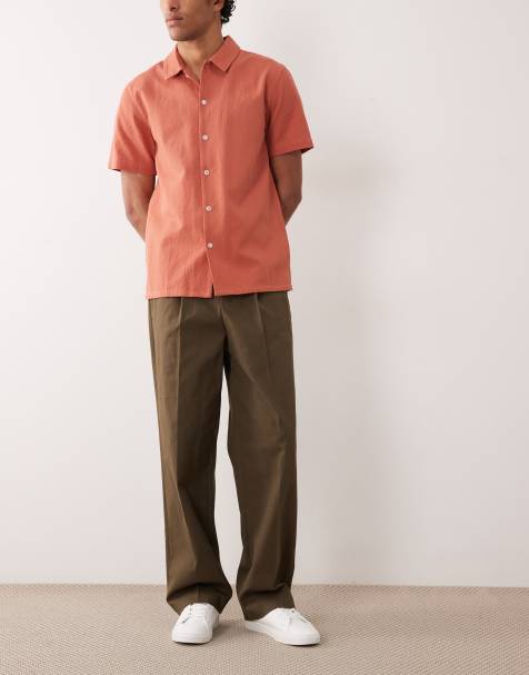 ASOS DESIGN premium cotton rich wide leg trousers in khaki with side adjusters - view 1