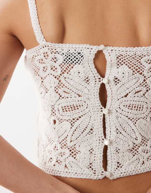 ASOS DESIGN Premium crochet bralette in cream - part of a set, 3 of 4