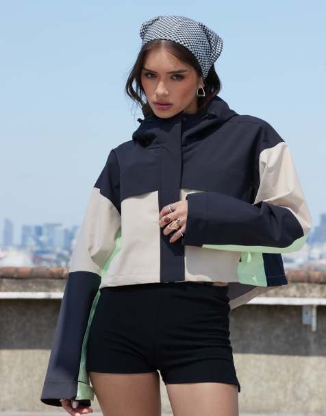 ASOS DESIGN - Premium - Cropped, vandtæt regnjakke i beige - view 1