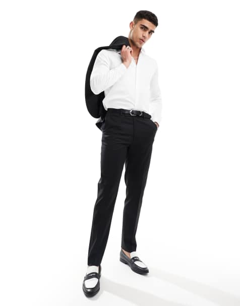 ASOS DESIGN Premium – Czarne dopasowane spodnie smokingowe z domieszką wełny - view 1