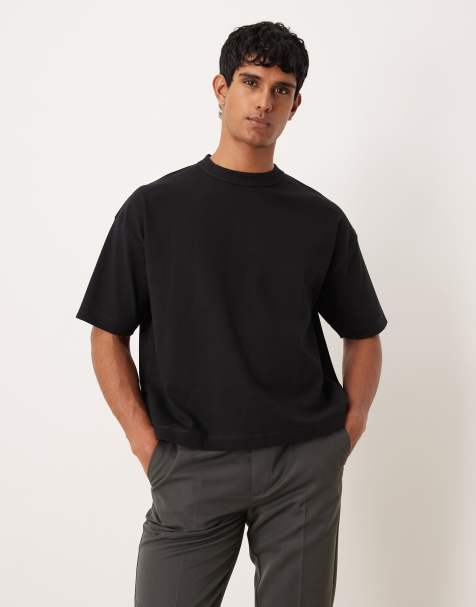 ASOS DESIGN premium interlock boxy oversized t-shirt in black   