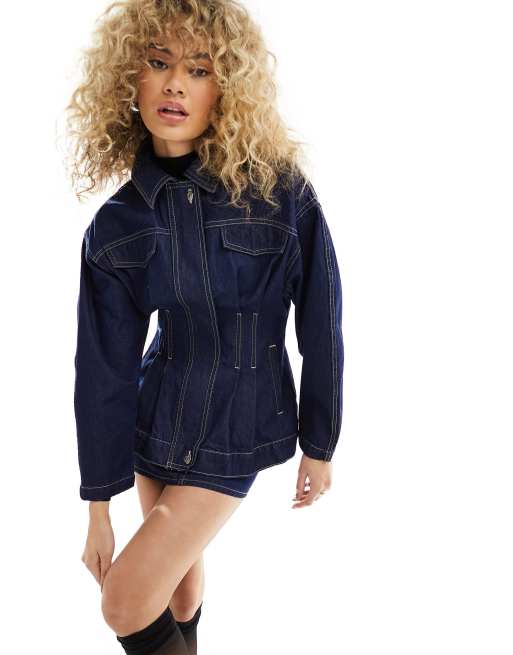 ASOS DESIGN premium denim jacket with waist seams in rinse wash co ord ASOS