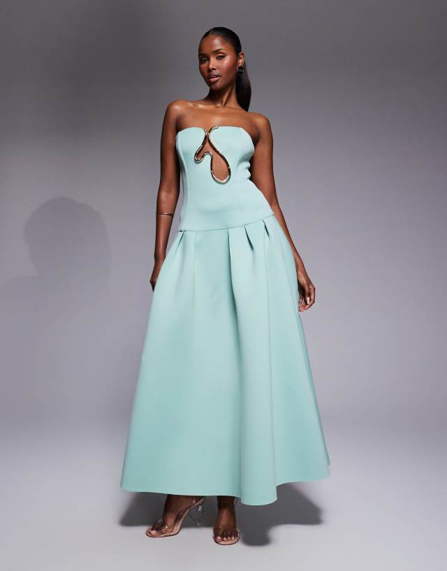 mint green empire waist dress ASOS Design - Dropped Maxi - Women - Polyester/Spandex - 12 US WK52-ExclusionUS