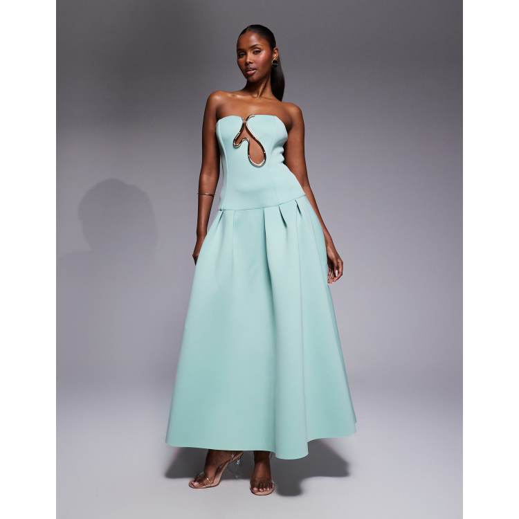 mint green scuba dress ASOS Design - Dropped Waist Maxi Dress - Women - Polyester/Spandex - 12 US