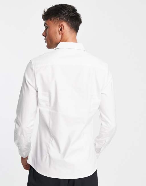 ASOS DESIGN Premium easy iron slim fit twill shirt with cutaway