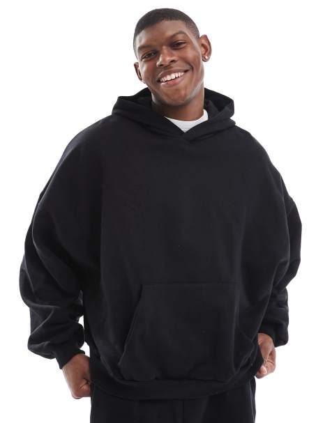 ASOS DESIGN - Premium - Ekstremt oversized sort hættetrøje i kraftigt 400 gsm-stof - view 1