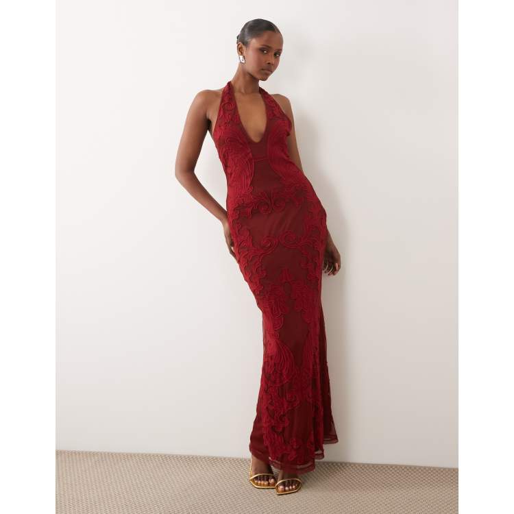 asos red embroidered dress ASOS Design - Maxi Dress - Women - Polyester - 10 US