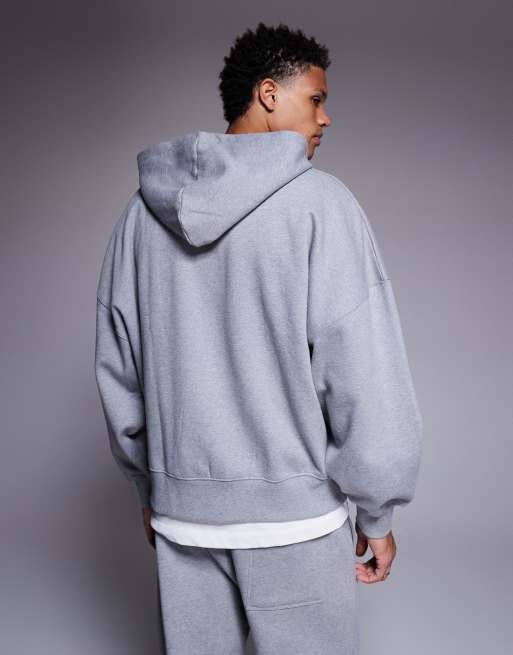 ASOS DESIGN - Premium - Extreem oversized hoodie van 400 gsm zware stof met ritssluiting in grijs, 3 van 6