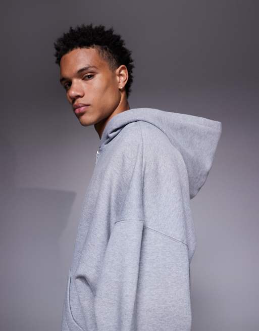 ASOS DESIGN - Premium - Extreem oversized hoodie van 400 gsm zware stof met ritssluiting in grijs, 4 van 6