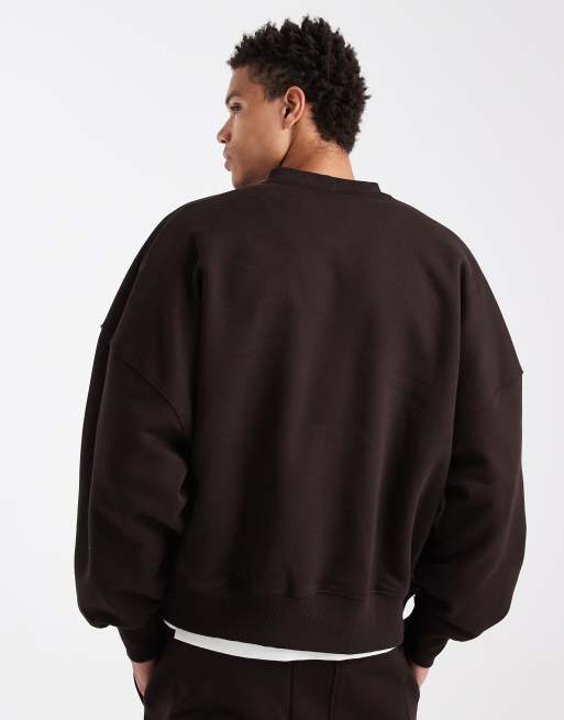 ASOS DESIGN - Premium extreem oversized sweatshirt van zware 400gsm stof in bruin, 3 van 6