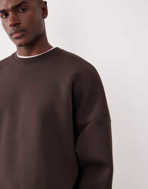 ASOS DESIGN - Premium extreem oversized sweatshirt van zware stof in scuba-stijl in bruin, 5 van 5