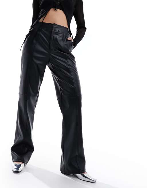 a new day, Pants & Jumpsuits, Womens Highrise Straight Faux Leathercargo Pants  A New Day Black