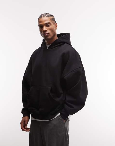 ASOS DESIGN premium felpa con cappuccio oversize extra pesante nera - view 1