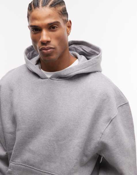 ASOS DESIGN premium felpa con cappuccio oversize pesante in grigio mélange - view 1