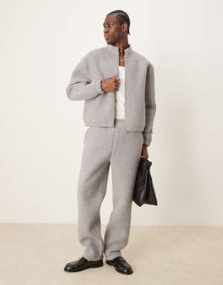 Premium felt straight leg sweatpants in gray heather