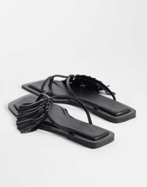 ASOS DESIGN Premium – Flit – Czarne skórzane sandały z frędzlami, 4 z 4