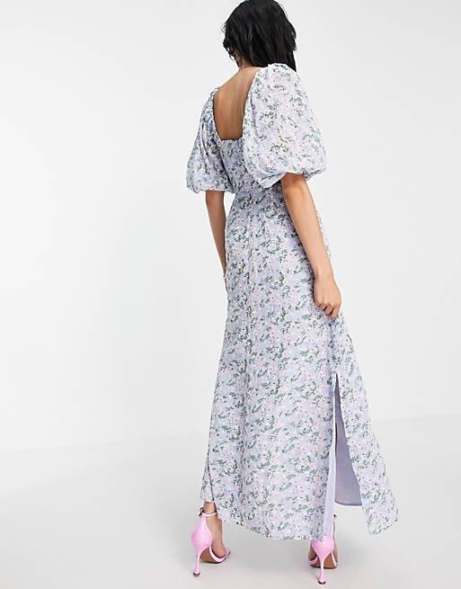 Dresses premium floral broderie cut out side maxi dress 