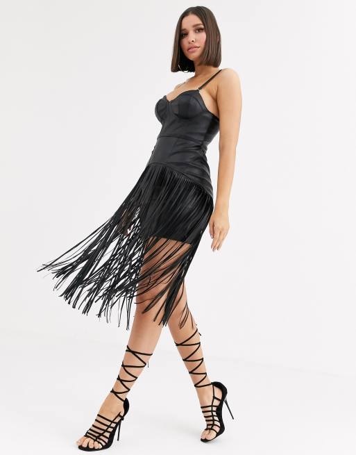 asos design fringe mesh strappy midi bodycon dress Pink Maxi Dress Fringe Mesh Strappy Midi Bodycon Dress ASOS DESIGN Strappy  Maxi Dress With Fringing
