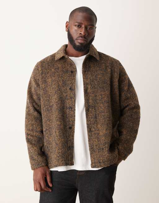 ASOS DESIGN - Premium geborsteld overshirt in bruin, 5 van 5
