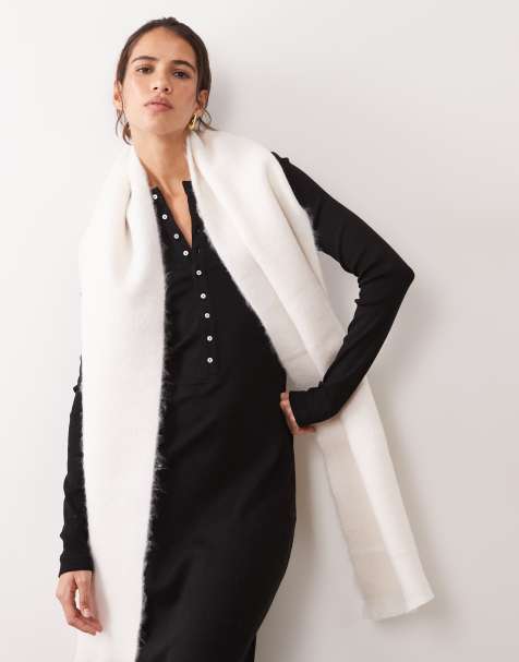 ASOS DESIGN premium geweven brede sjaal van wolmix in wit - view 1
