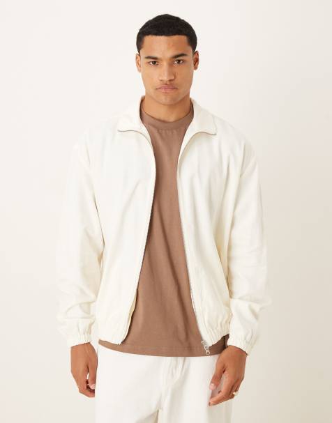 ASOS DESIGN Premium - Giacca sportiva oversize bianca in misto lino - view 1