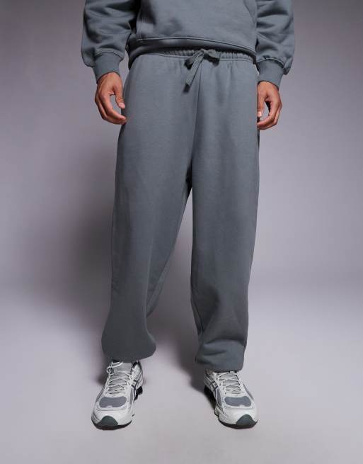 ASOS DESIGN – Premium – Grå, kraftiga mjukisbyxor i oversize, 400gsm, 2 av 5