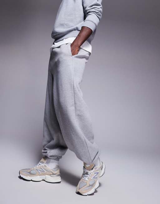 ASOS DESIGN - Premium - Grå oversized joggingbukser i kraftigt stof på 400 gsm, 4 af 5